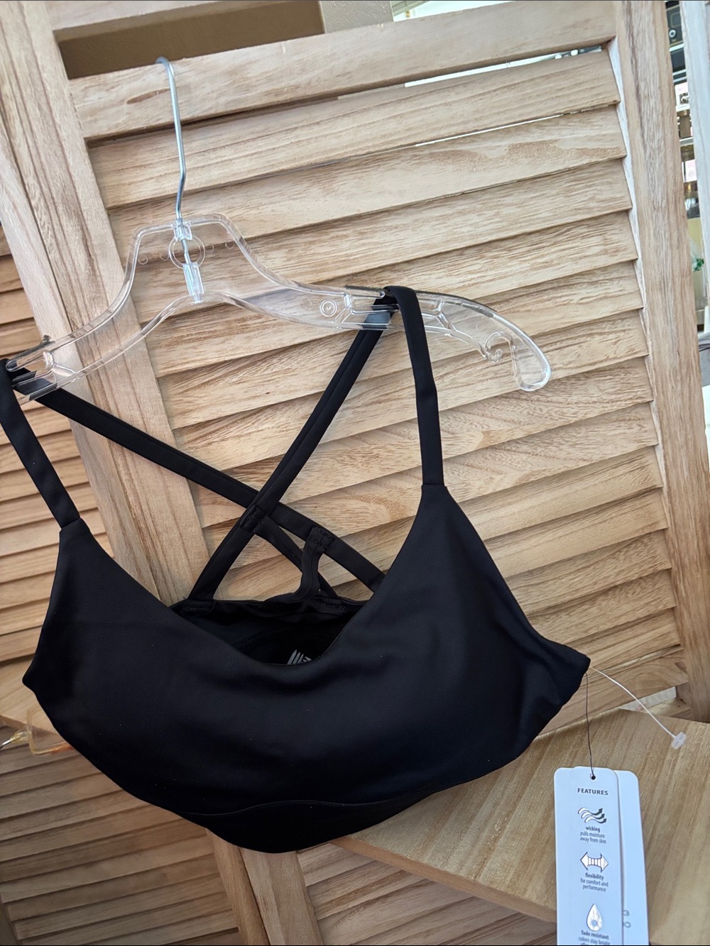 RBX Black Strappy Sports Bra with Crisscross Back Medium NWT